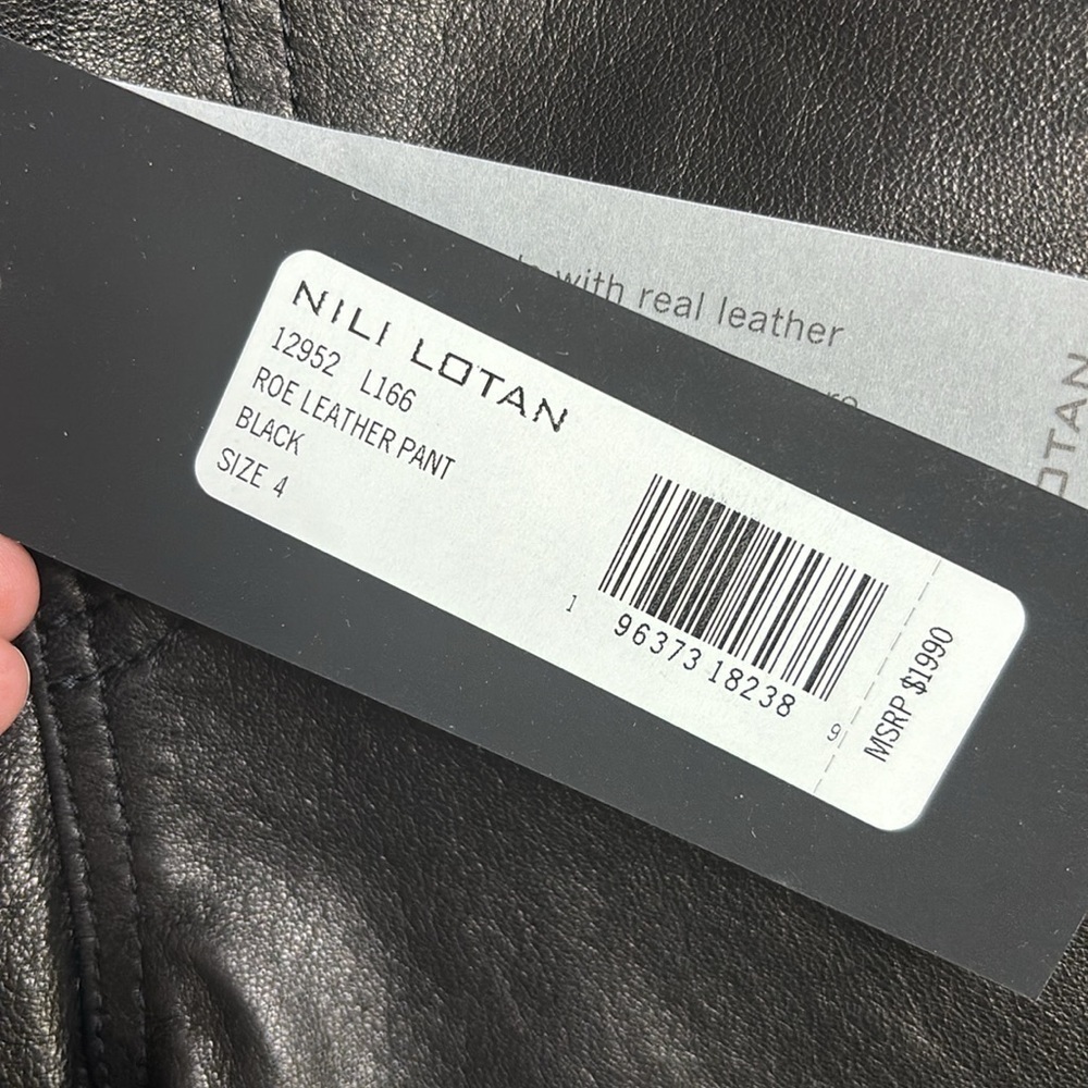 NWT NILI LOTAN Roe leather pants black size 4. Current season - Picture 7 of 12